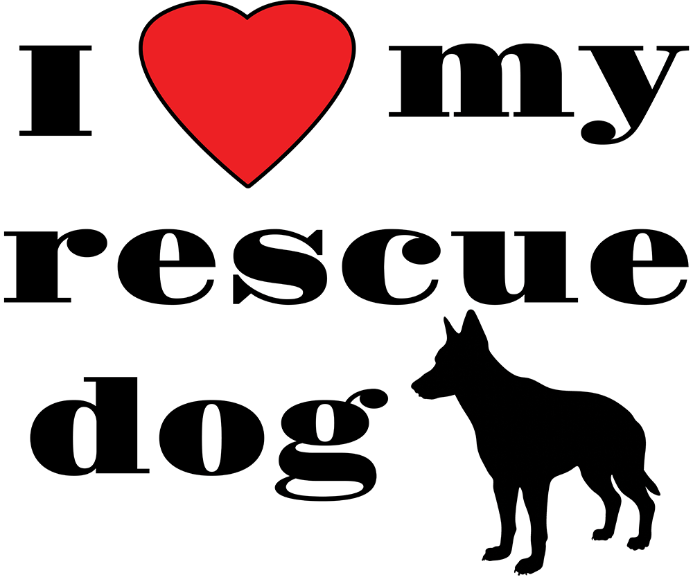 I love my rescue dog cute dog silhouette and heart